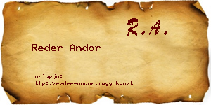Reder Andor névjegykártya